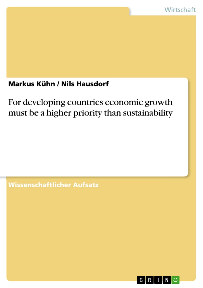 Titre: For developing countries economic growth must be a higher priority than sustainability