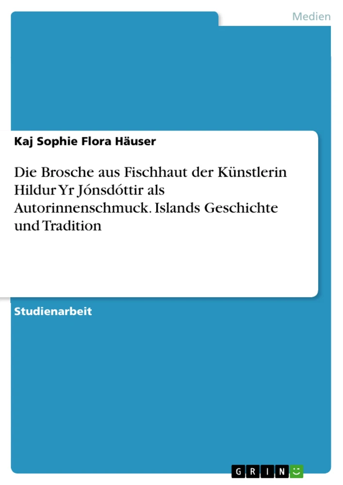 Title: Die Brosche aus Fischhaut der Künstlerin Hildur Yr Jónsdóttir als Autorinnenschmuck. Islands Geschichte und Tradition