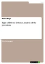 Titel: Right of Private Defence. Analysis of the provisions