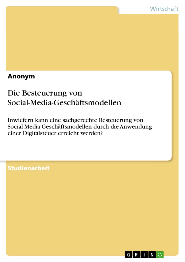 Title: Die Besteuerung von Social-Media-Geschäftsmodellen