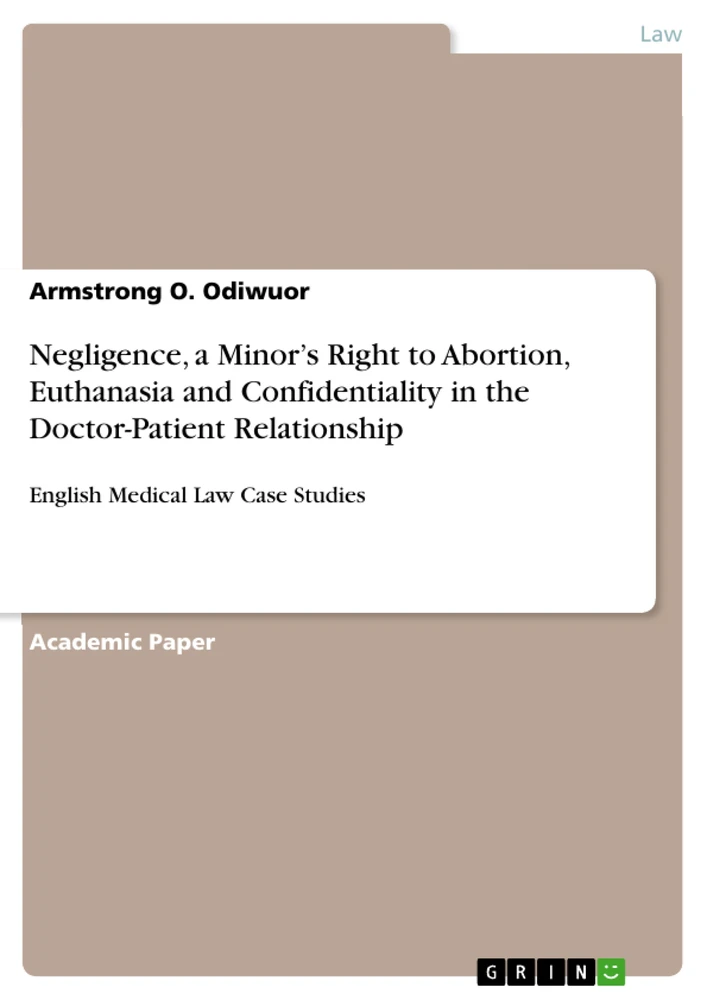 Title: Negligence, a Minor’s Right to Abortion, Euthanasia and Confidentiality in the Doctor-Patient Relationship