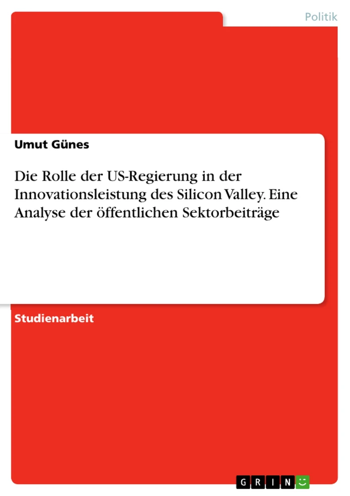 Título: Die Rolle der US-Regierung in der Innovationsleistung des Silicon Valley. Eine Analyse der öffentlichen Sektorbeiträge