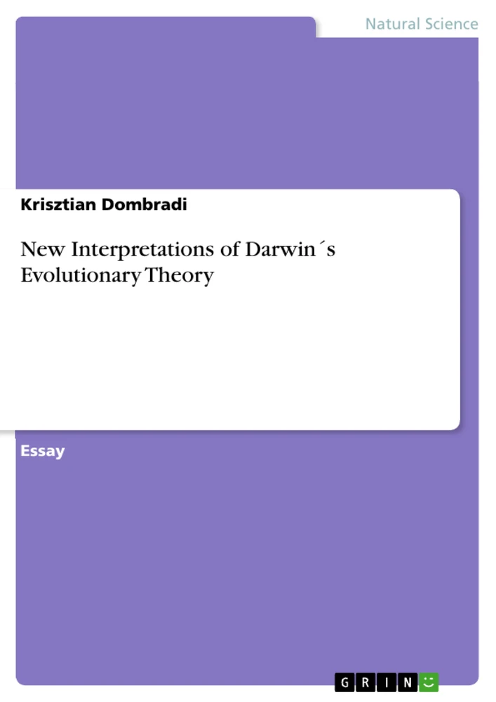 Titre: New Interpretations of Darwin´s Evolutionary Theory