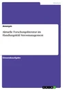 Titre: Aktuelle Forschungsliteratur im Handlungsfeld Stressmanagement