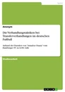 Título: Die Verhandlungstaktiken bei Transferverhandlungen im deutschen Fußball