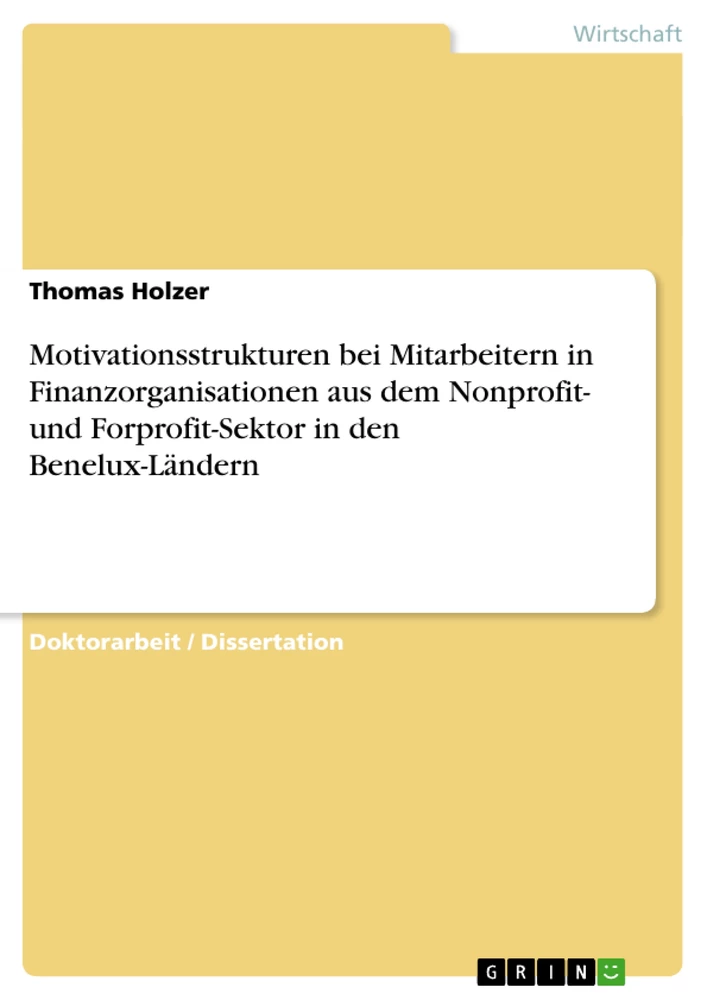 Title: Motivationsstrukturen bei Mitarbeitern in Finanzorganisationen aus dem Nonprofit- und Forprofit-Sektor in den Benelux-Ländern