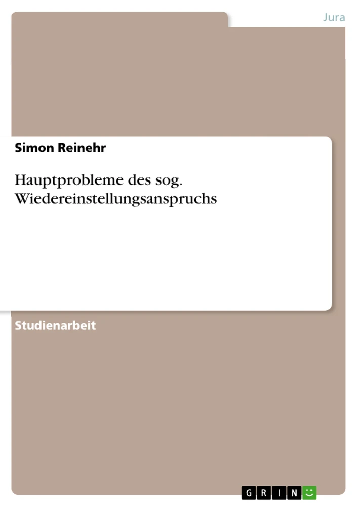 Title: Hauptprobleme des sog. Wiedereinstellungsanspruchs