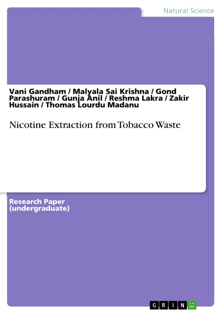 Title: Nicotine Extraction from Tobacco Waste