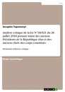 Title: Analyse critique de la loi N°18/021 du 26 juillet 2018 portant statut des anciens Présidents de la République élus et des anciens chefs des corps constitués