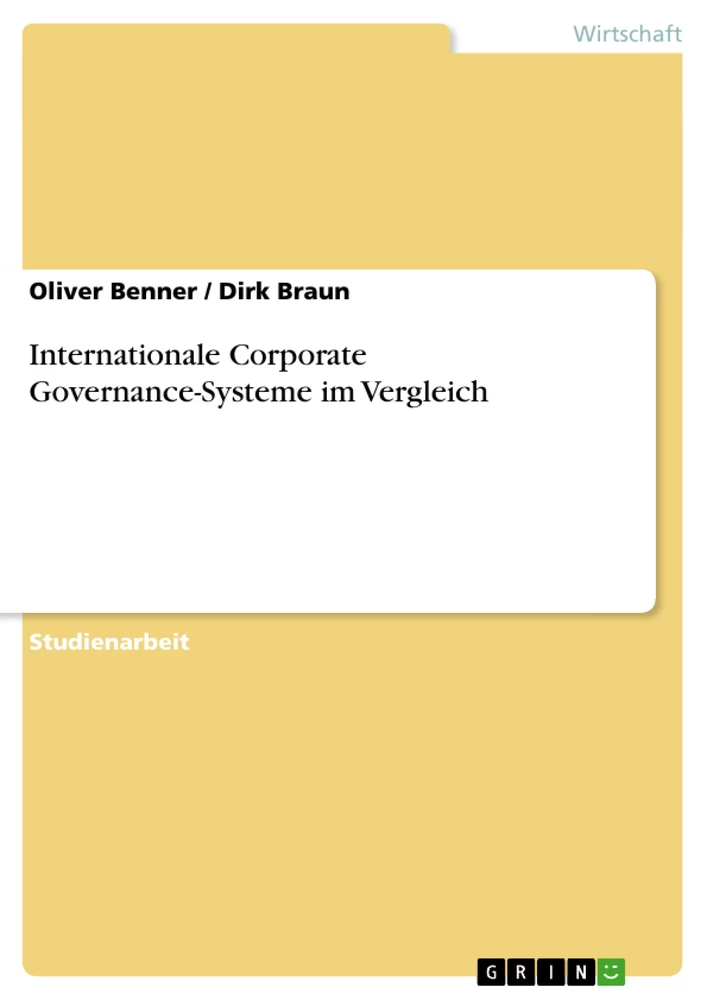 Titel: Internationale Corporate Governance-Systeme im Vergleich