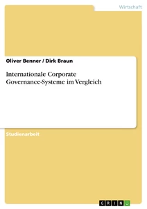 Titre: Internationale Corporate Governance-Systeme im Vergleich