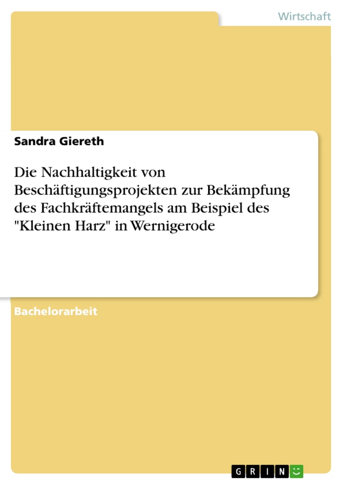 Titel: Die Nachhaltigkeit von Beschäftigungsprojekten zur Bekämpfung des Fachkräftemangels am Beispiel des "Kleinen Harz" in Wernigerode