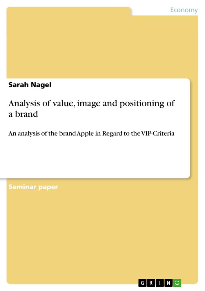 Title: Analysis of value, image and positioning of a brand