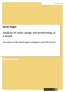 Titre: Analysis of value, image and positioning of a brand