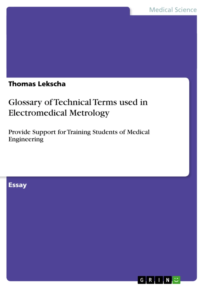 Title: Glossary of Technical Terms used in Electromedical Metrology