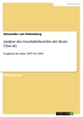 Titre: Analyse des Geschäftsberichts der Beate Uhse AG