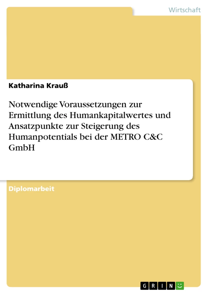 Titel: Notwendige Voraussetzungen zur Ermittlung des Humankapitalwertes und Ansatzpunkte zur Steigerung des Humanpotentials bei der METRO C&C GmbH