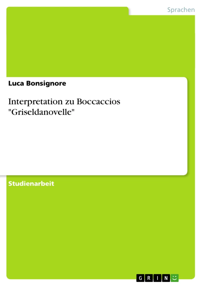 Título: Interpretation zu Boccaccios "Griseldanovelle"