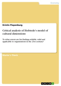 Titel: Critical analysis of Hofstede’s model of cultural dimensions