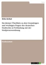Title: Ein kleiner Überblick zu den Grundzügen und wichtigen Fragen des deutschen Strafrechts in Verbindung mit der Strafprozessordnung 