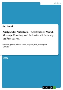 Title: Analyse des Aufsatzes ‚The Effects of Mood, Message Framing and Behavioral Advocacy on Persuasion'