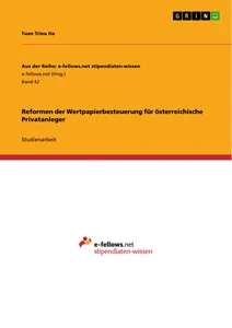 Titre: Reformen der Wertpapierbesteuerung für österreichische Privatanleger