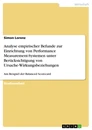 Título: Analyse empirischer Befunde zur Einrichtung von Performance Measurement-Systemen unter Berücksichtigung von Ursache-Wirkungsbeziehungen