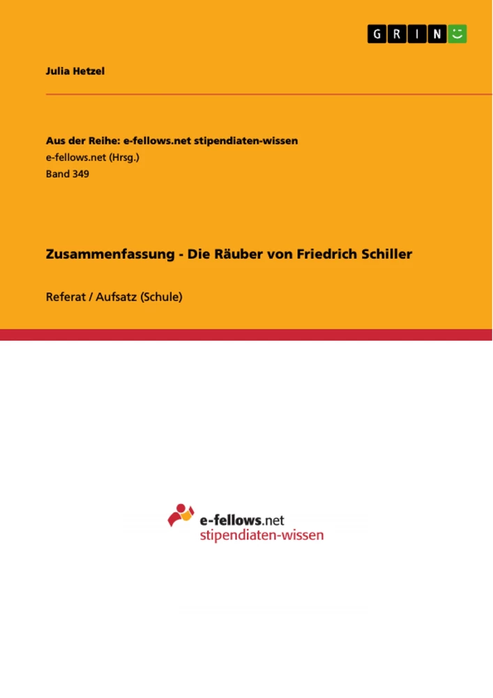 Title: Zusammenfassung - Die Räuber von Friedrich Schiller
