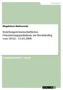 Titel: Erziehungswissenschaftliches Orientierungspraktikum am Berufskolleg vom 18.02. - 14.03.2008