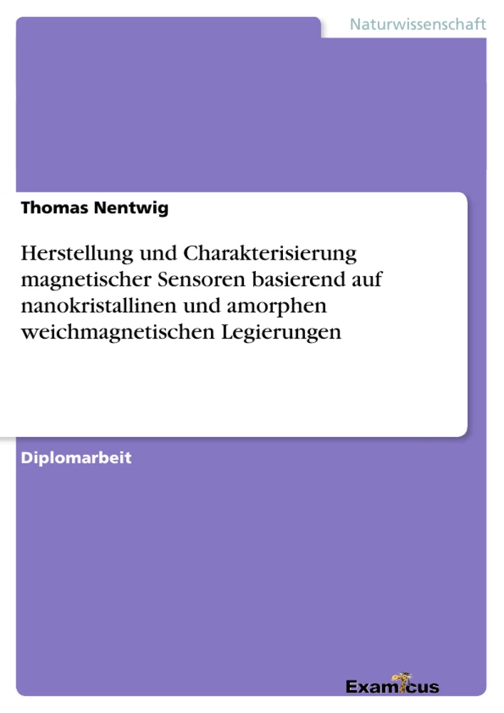 Titel: Herstellung und Charakterisierung magnetischer Sensoren basierend auf nanokristallinen und amorphen weichmagnetischen Legierungen