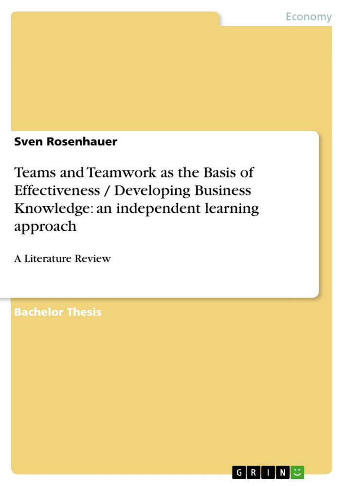 Title: Teams and Teamwork as the Basis of Effectiveness / Developing Business Knowledge: an independent learning approach	