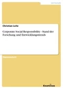 Título: Corporate Social Responsibility - Stand der Forschung und Entwicklungstrends