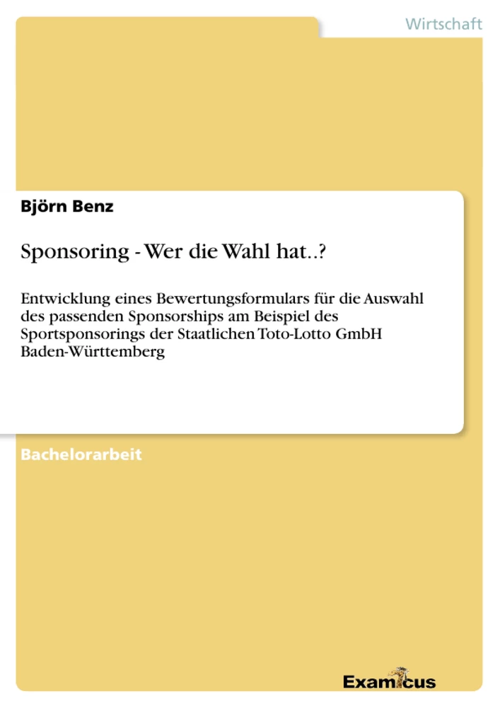Title: Sponsoring - Wer die Wahl hat..?