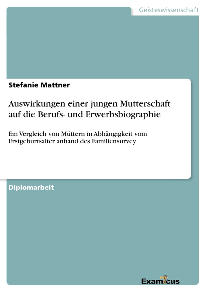 Título: Auswirkungen einer jungen Mutterschaft auf die Berufs- und Erwerbsbiographie