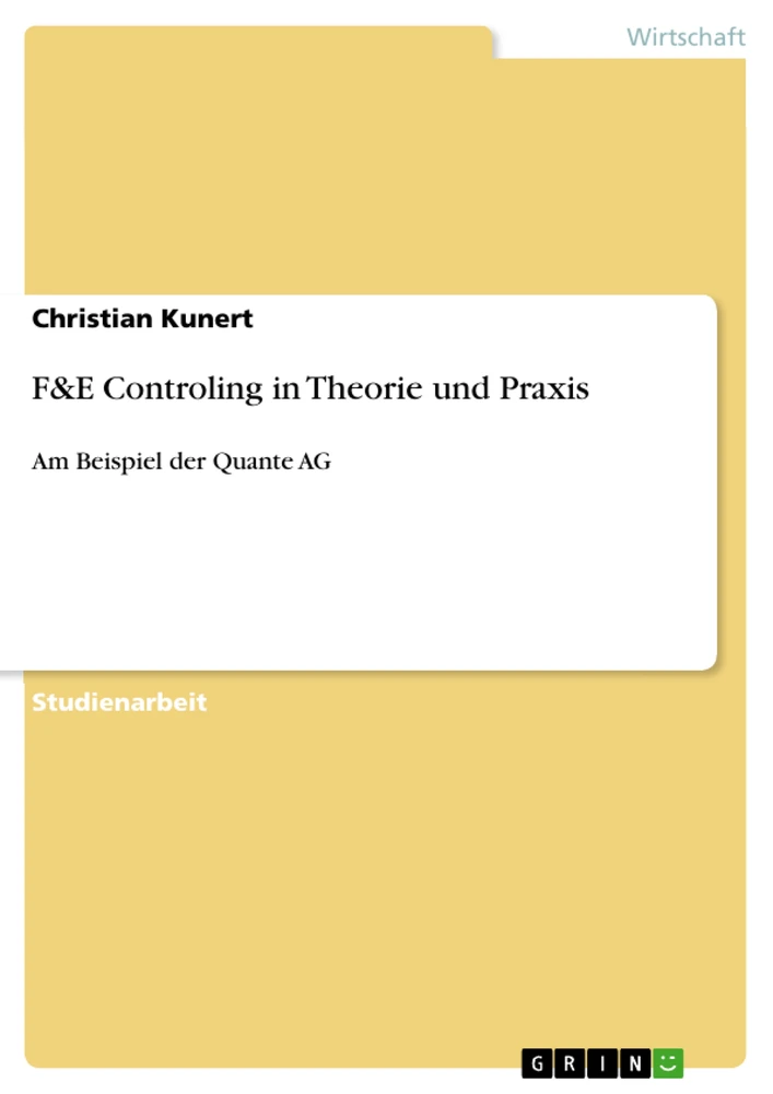 Titel: F&E Controling in Theorie und Praxis