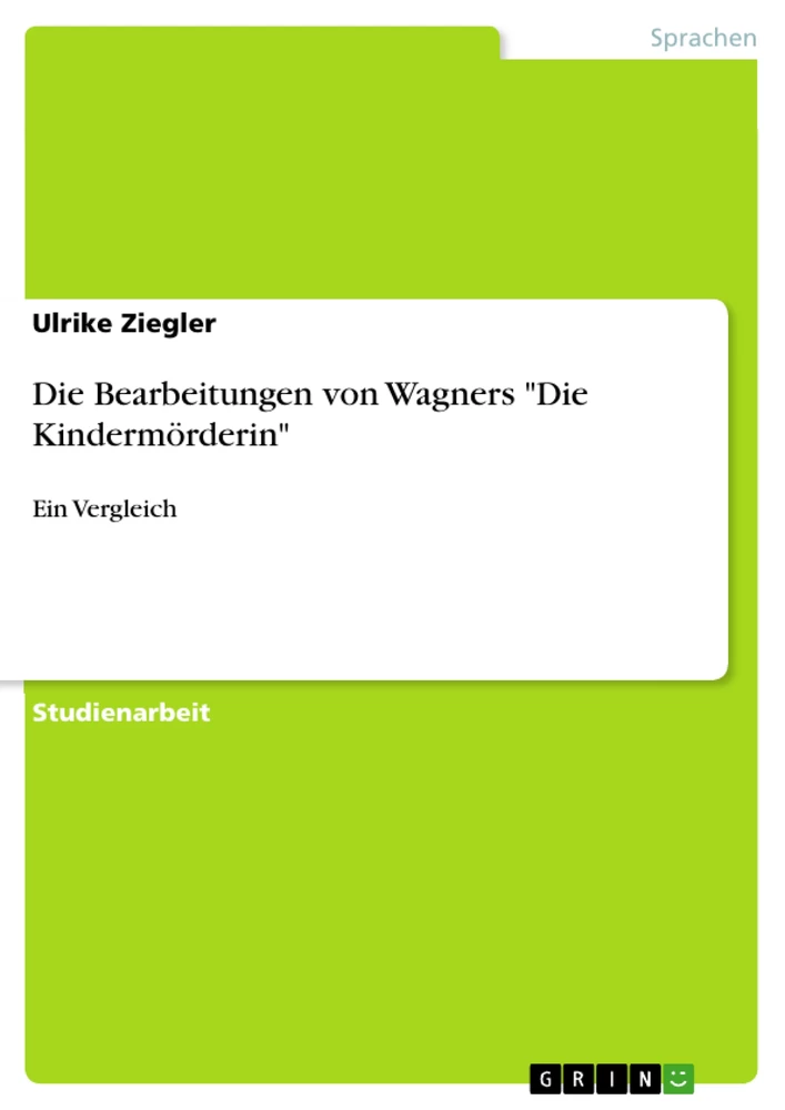 Title: Die Bearbeitungen von Wagners "Die Kindermörderin"
