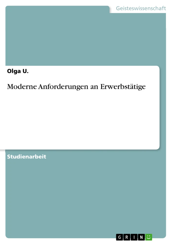 Titre: Moderne Anforderungen an Erwerbstätige