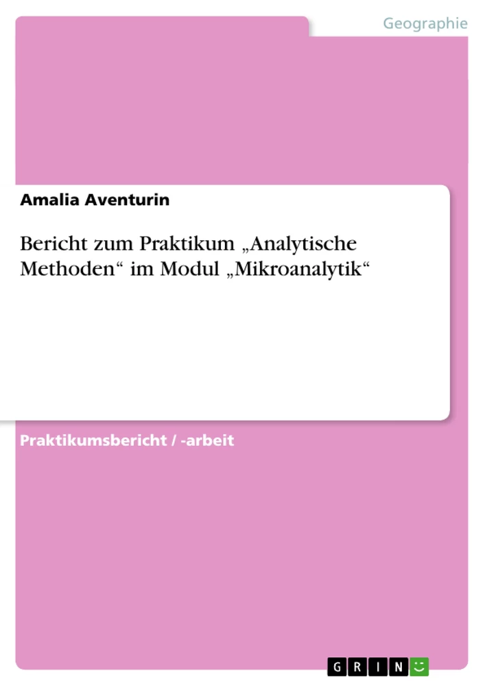 Titel: Bericht zum Praktikum „Analytische Methoden“ im Modul „Mikroanalytik“