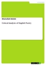 Title: Critical Analysis of English Poetry
