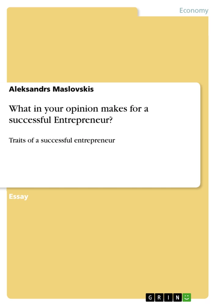 Title: What in your opinion makes for a successful Entrepreneur?