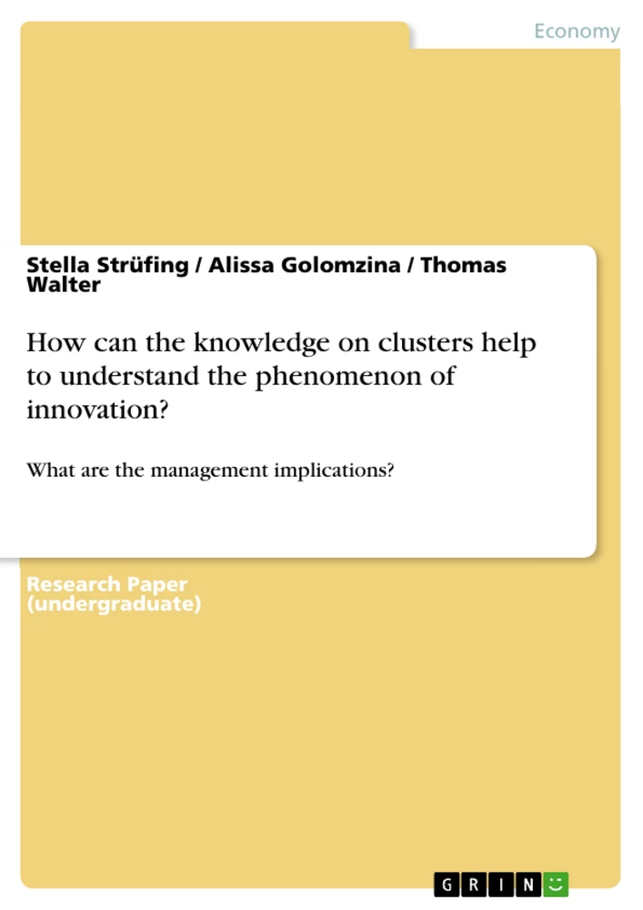 Title: How can the knowledge on clusters help to understand the phenomenon of innovation?