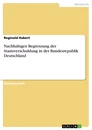 Titre: Nachhaltigen Begrenzung der Staatsverschuldung in der Bundesrepublik Deutschland