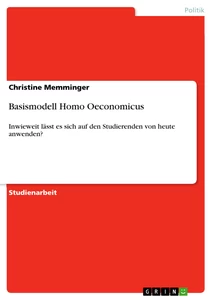 Titel: Basismodell Homo Oeconomicus