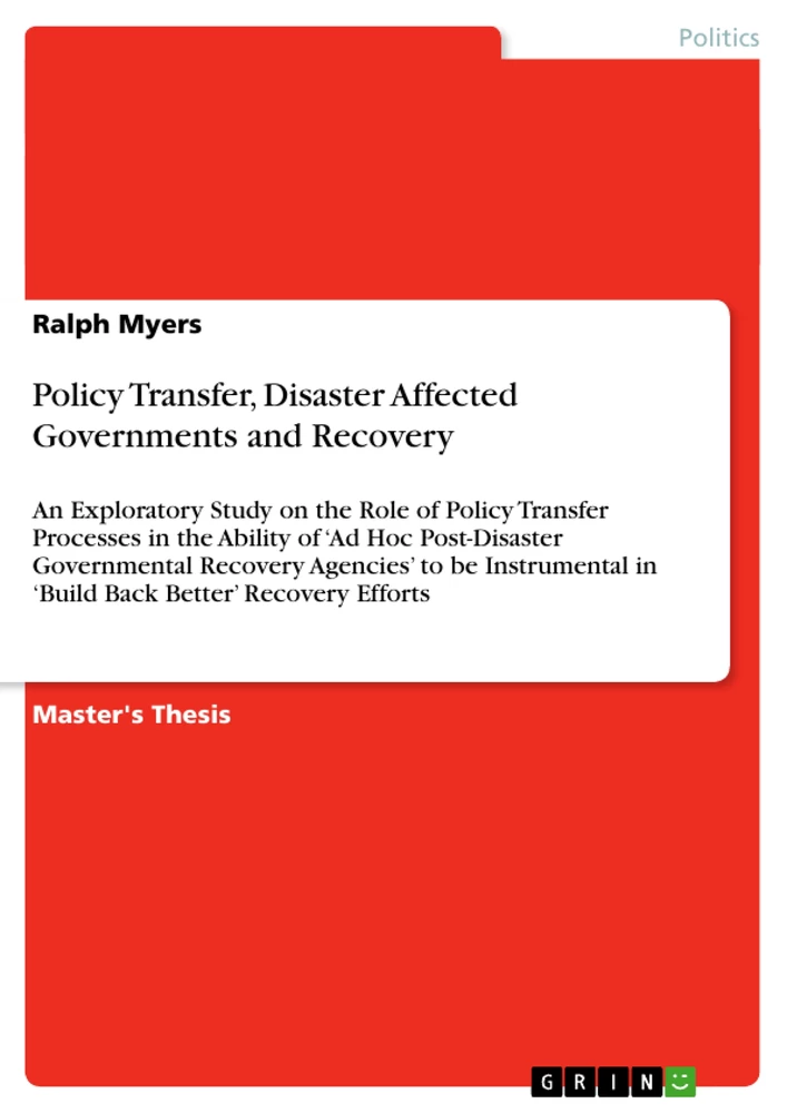 Titel: Policy Transfer, Disaster Affected Governments and Recovery