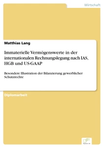 Titel: Immaterielle Vermögenswerte in der internationalen Rechnungslegung nach IAS, HGB und US-GAAP