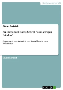 Title: Zu Immanuel Kants Schrift "Zum ewigen Frieden"