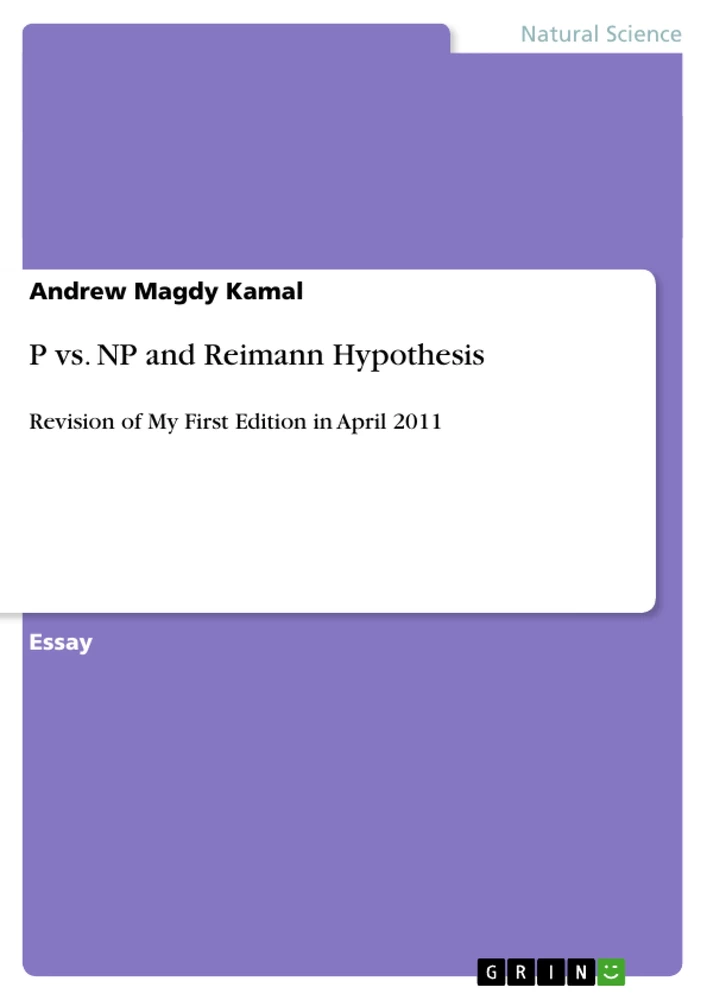 Title: P vs. NP and Reimann Hypothesis