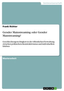 Title: Gender Mainstreaming oder Gender Manstreaming?