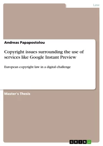 Título: Copyright issues surrounding the use of services like Google Instant Preview