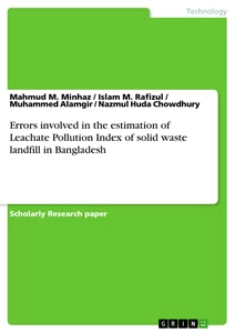 Title: Errors involved in the estimation of Leachate Pollution Index of solid waste landfill in Bangladesh